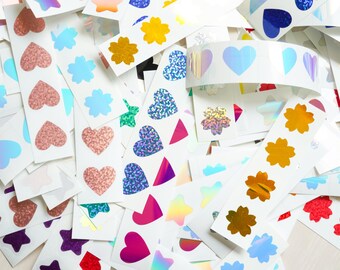 Blind Bag: 50 Variety Hearts, Flowers and Star Shapes Vinyl Decals | Kids Cute Stickers | Decorate tablets, laptops, helmets and more!