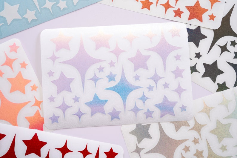 Variety Stars and Sparkles Holographic Decal Sheet | Great for Laptop, Tablet, Switch, Phone, Journaling, and more! 
