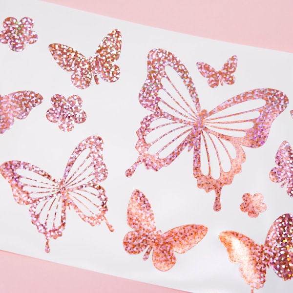 Holographic Butterflies Decal Sheet | Cute Decal Sheet for Laptop, Tablet, Switch, Phone, Journaling, and more!