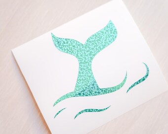 Simple Mermaid Line Decal | Cute Holographic Shiny Vinyl Decal | Customize Laptop, Tablet, Switch, Computer and more!