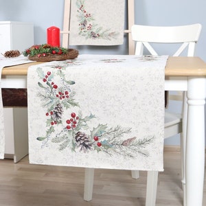 Christmas Table Runner Winter Assortment. Tapestry table runner with Winter Assortment. Christmas gift. Festive table decoration.