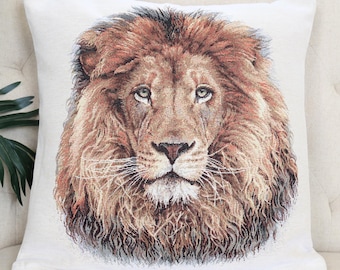 Lion Tapestry Throw Pillow Cover | Animal Pillowcase, 18x18