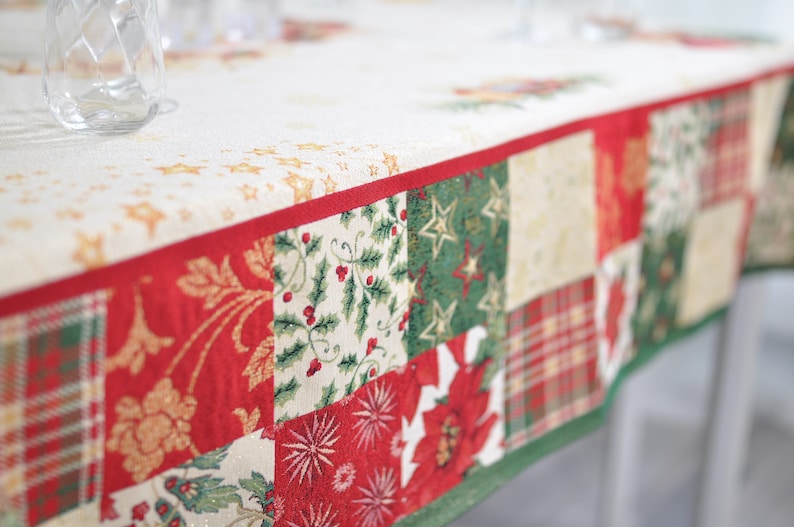 Festive Christmas Tablecloth is Made of Tapestry Fabric Woven  Etsy