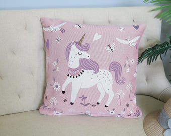 Funda de cojín con tapiz de unicornio / Cojín de doble cara, 18 x 18