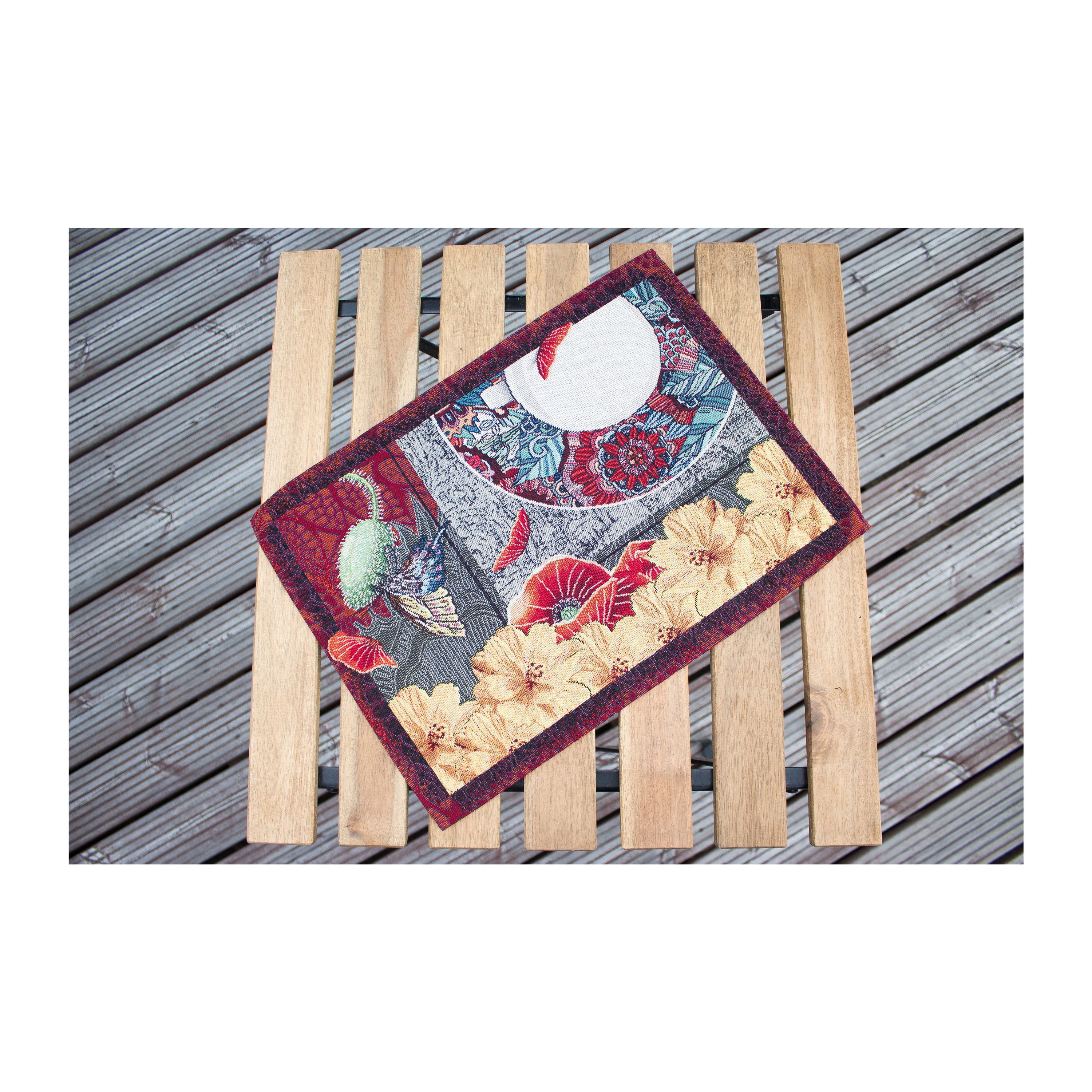 Tapestry placemats set of 2 4 or 6 with poppies flowers. Etsy