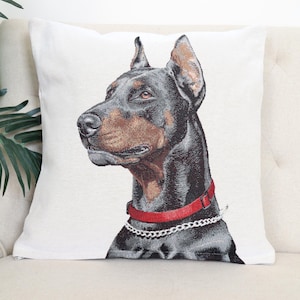 Doberman Double-Sided Cushion Cover | 18x18&quot; pillow cover | Tapestry throw pillow | Modern home decor | Dog pillowcase