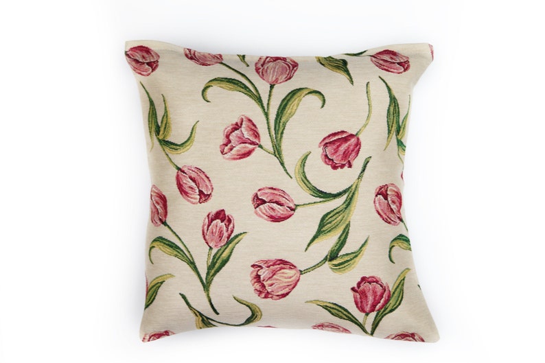Pillow Cover With Pink Tulips. 18x18 Cushion Cover. Tapestry Etsy
