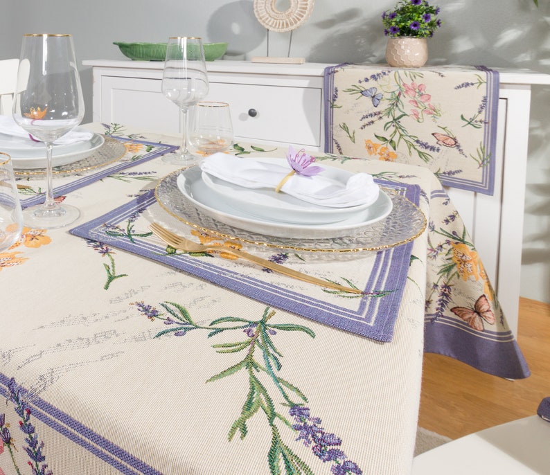 Tapestry Tablecloth With Lavender and Colorful Flowers. Etsy