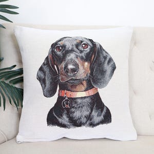 Short-haired Dachshund Double-Sided Cushion Cover | 18x18&quot; pillow cover | Tapestry throw pillow | Modern home decor | Dog pillowcase