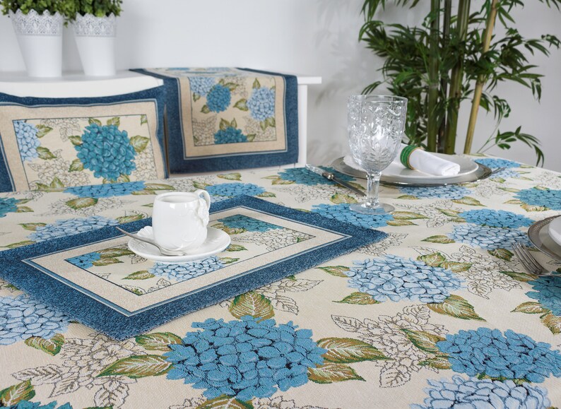 Blue Placemats Set of 2 4 or 6 Blue Hydrangea Flower. Unique Etsy