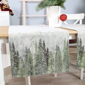 Christmas Table Runner Forest. Tapestry table runner with Forest. Christmas gift. Festive table decoration.