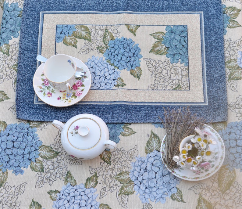 Blue Placemats Set of 2 4 or 6 Blue Hydrangea Flower. Unique Etsy