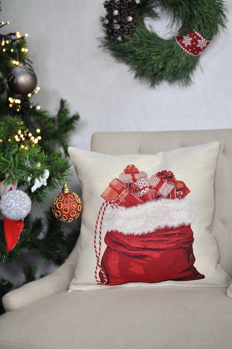 Christmas Santa sack Throw pillow Christmas Santa gift bag Etsy