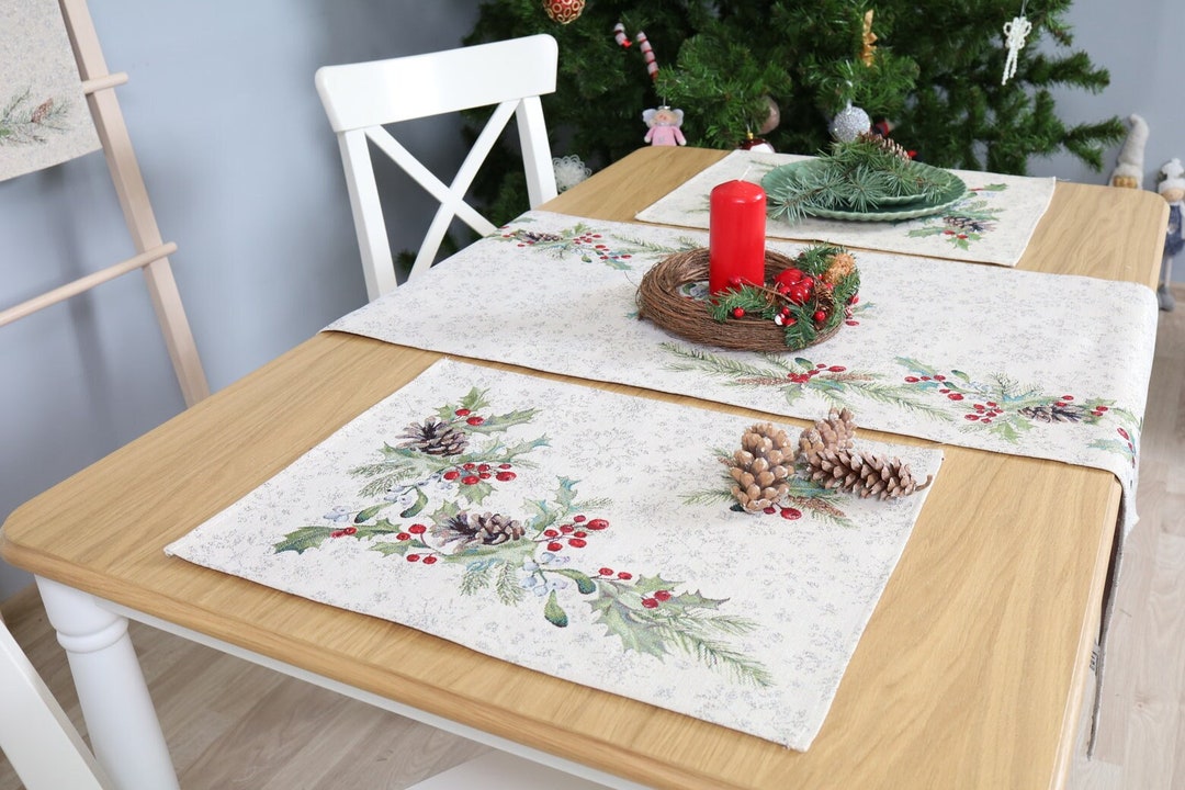 Set of 2, 4, 6, 8, Placemats Winter Assortment, Modern Christmas Decorations, Holiday Placemats