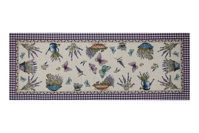 Tapestry Table Runner With Butterflies and Lavender Flower. Etsy