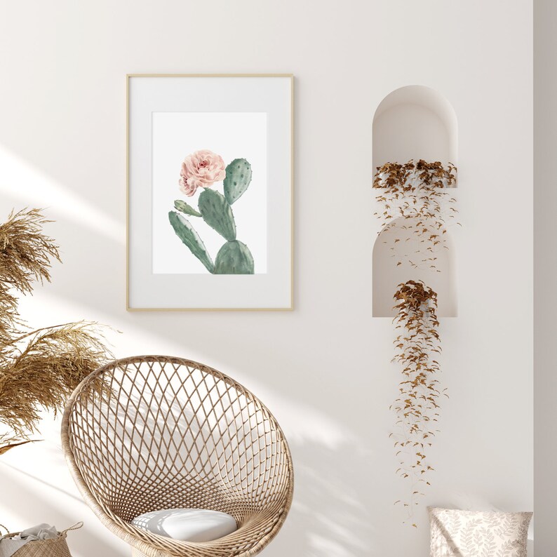 vintage postar Poster costal prints Digital Download Cactus print Boho Print Watercolour Flowers Printable Wall Art