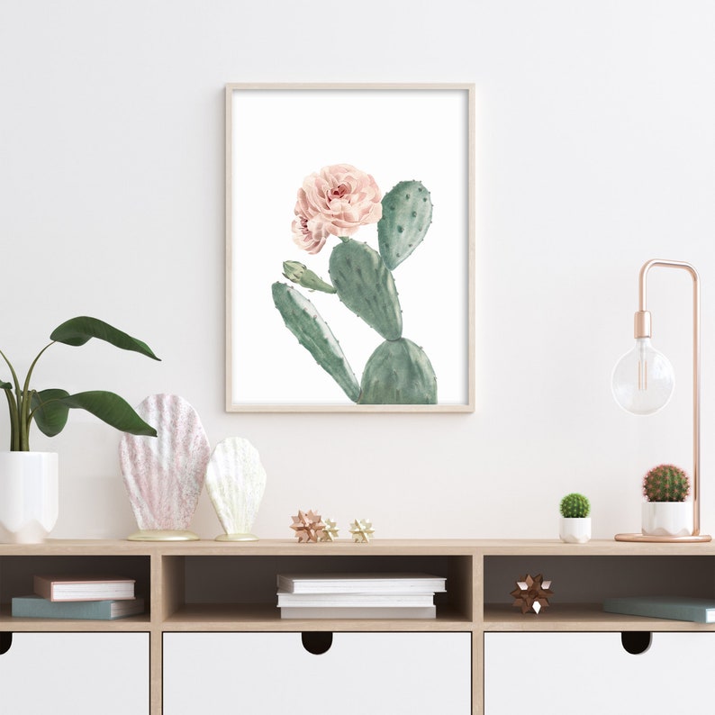 vintage postar Poster costal prints Digital Download Cactus print Boho Print Watercolour Flowers Printable Wall Art