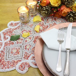 Pink Handmade Hand Beaded Table Runner 90cm x 35cm - Gift Wrapped Ready