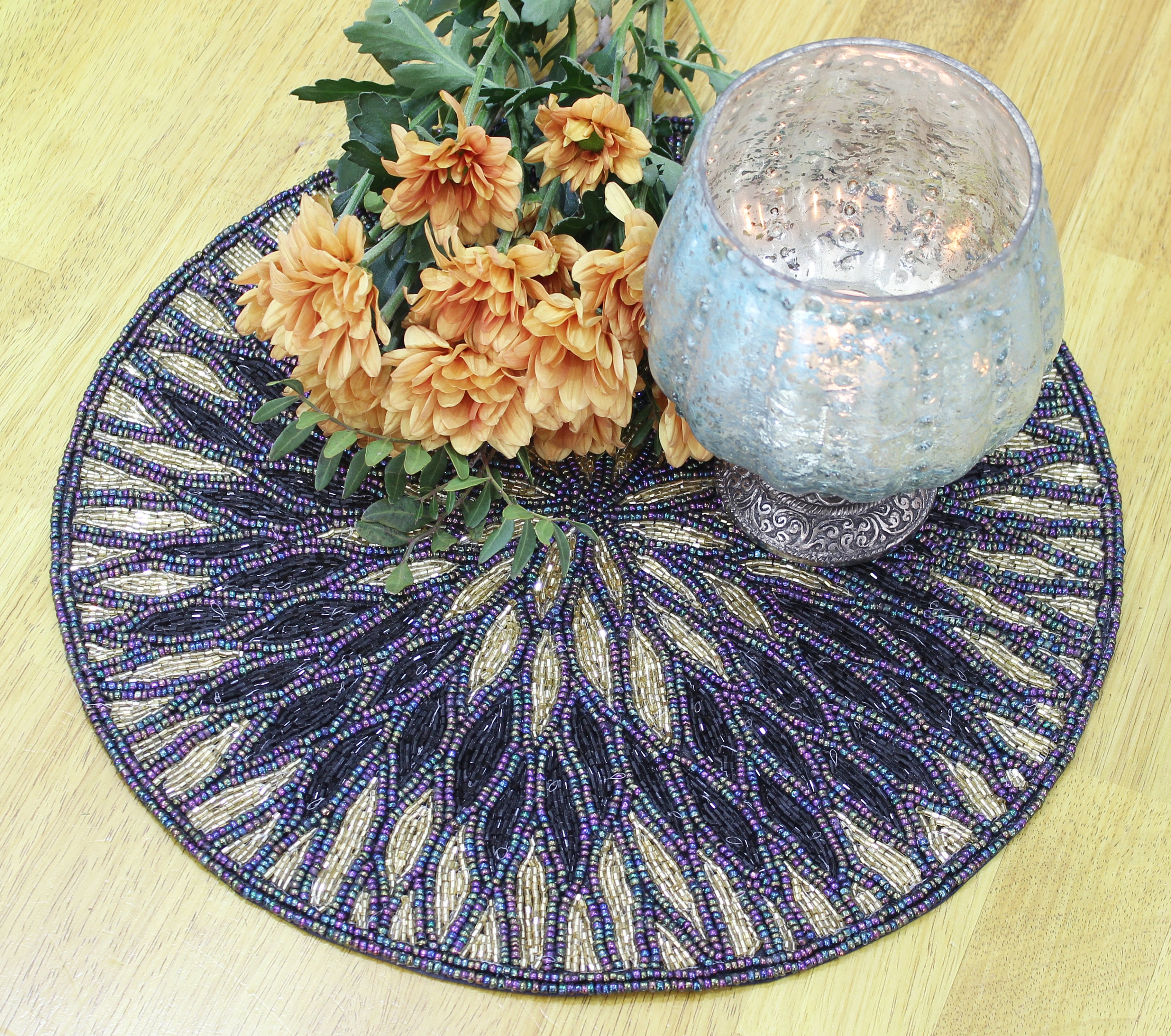 Iridescent Handmade Hand Beaded Table Runner 88cm X 33cm - Gift Wrapped ...
