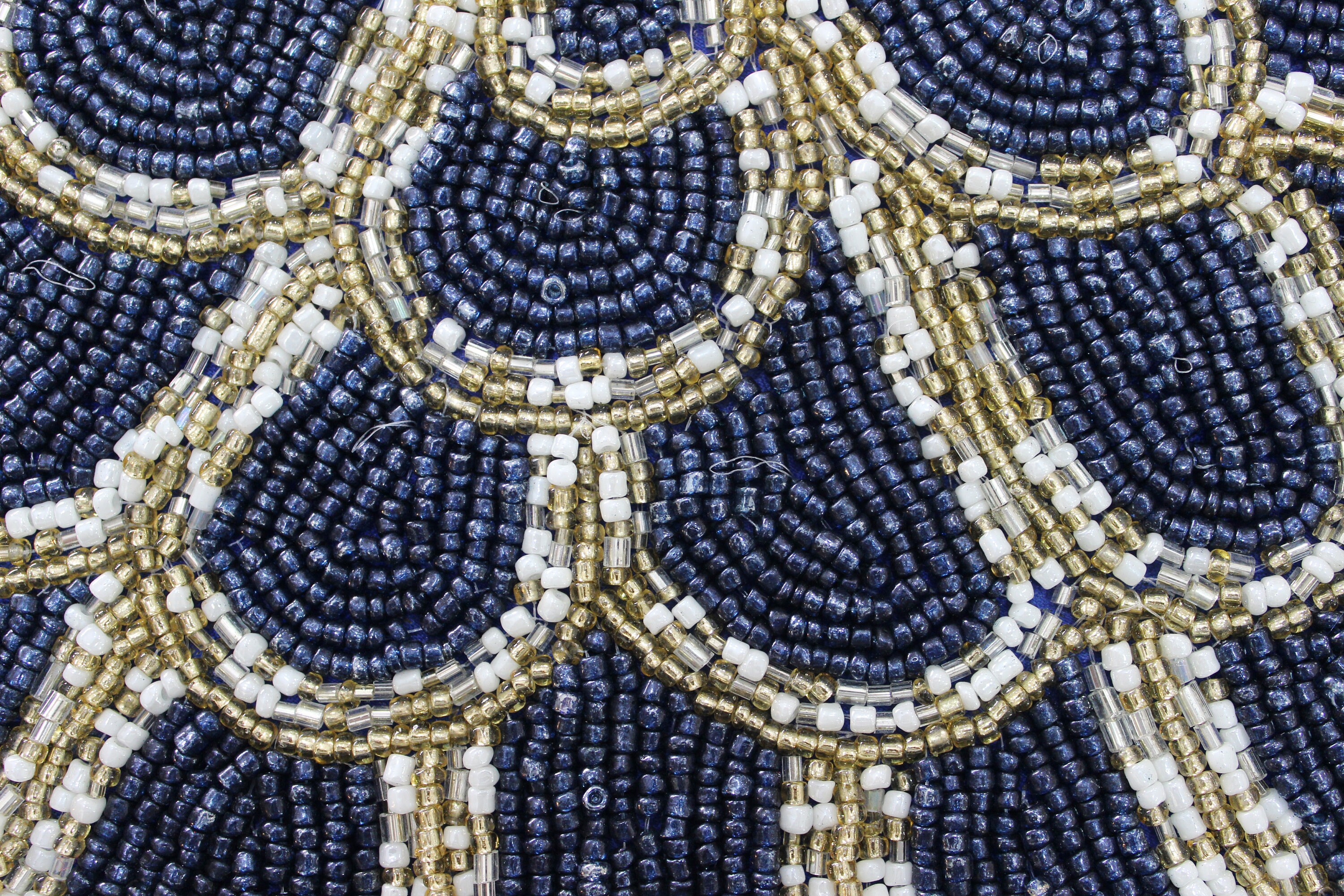 Blue & Gold Handmade Placemats Hand Beaded Round 35cm Etsy