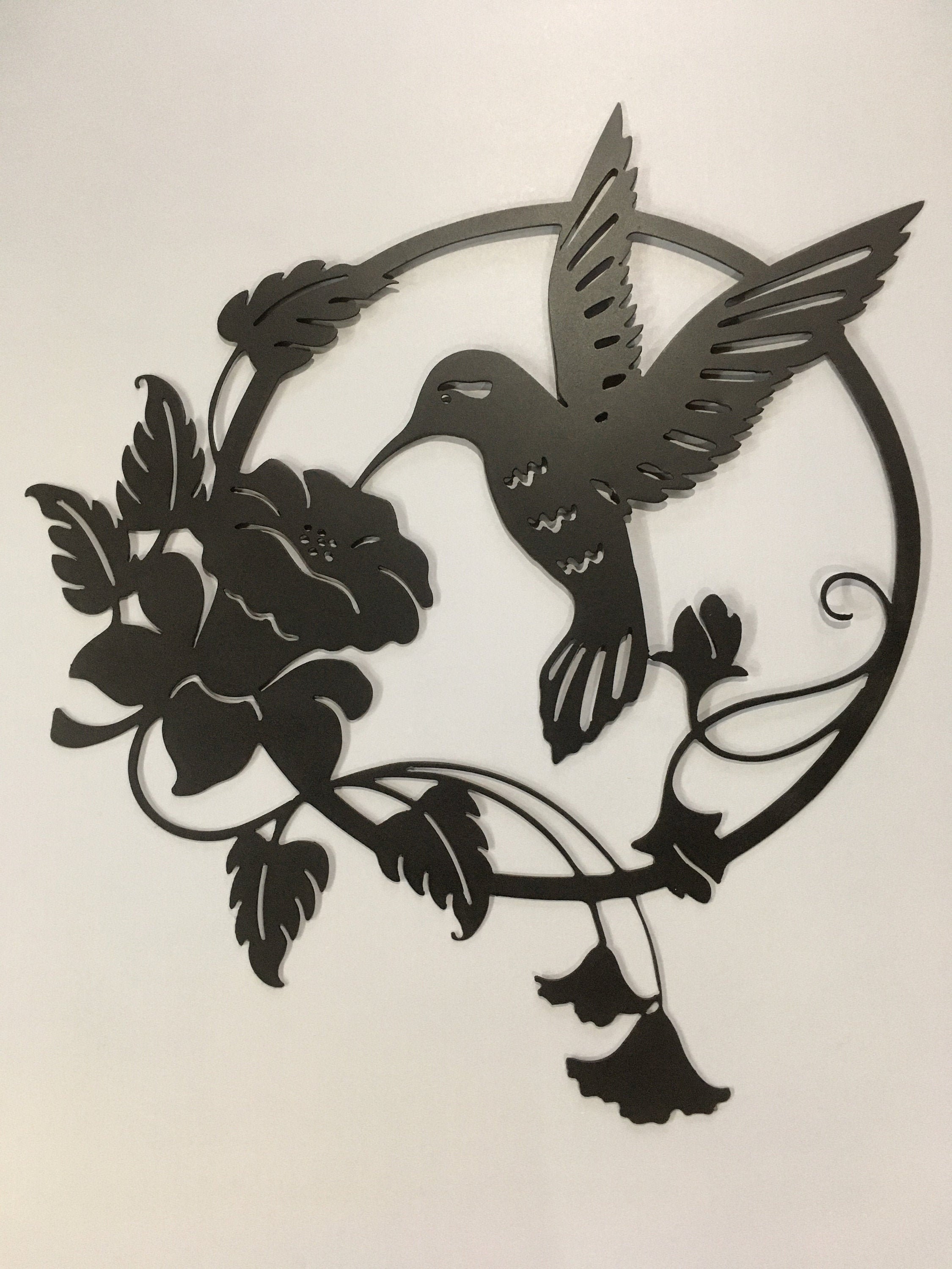Large Custom Cut Metal Hummingbird Wall Art Etsy