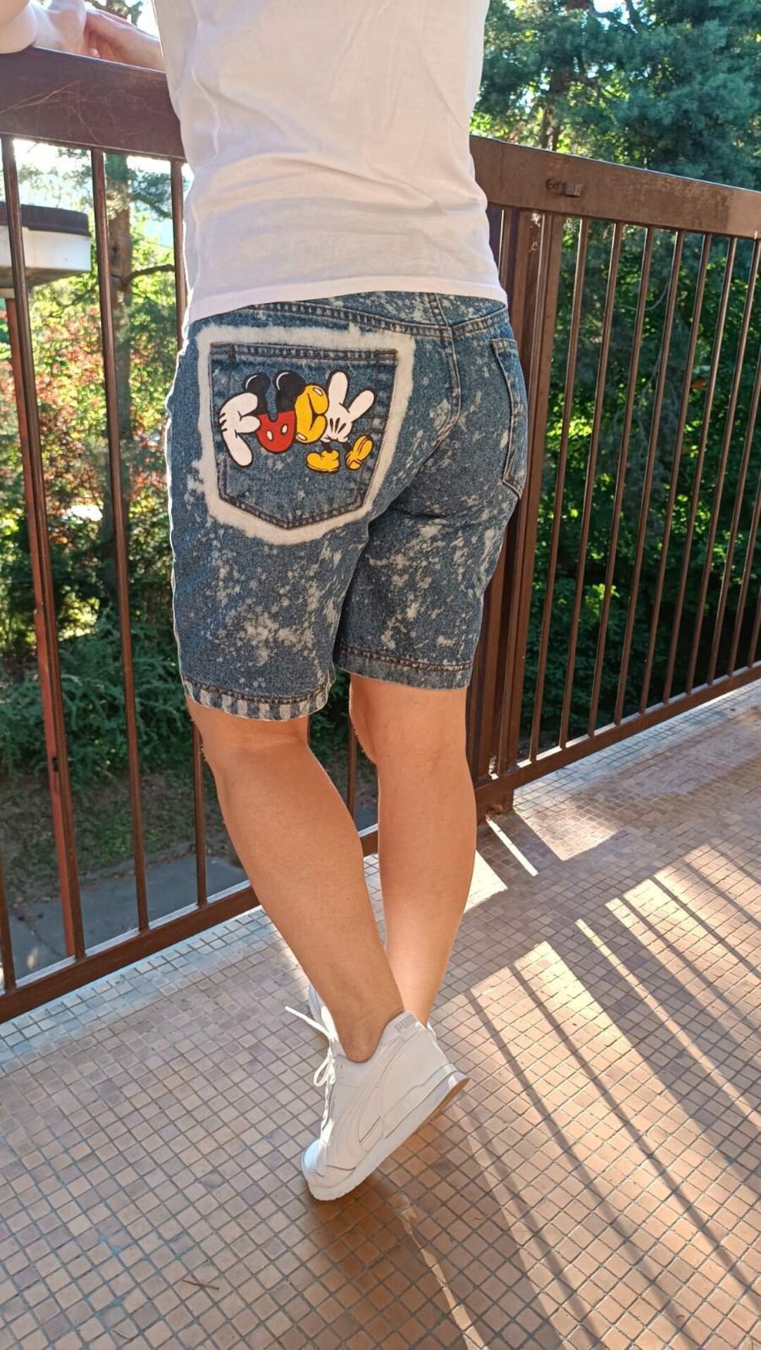 Hand-painted Mouse Denim Shorts - Festival Clothing Size M - Etsy
