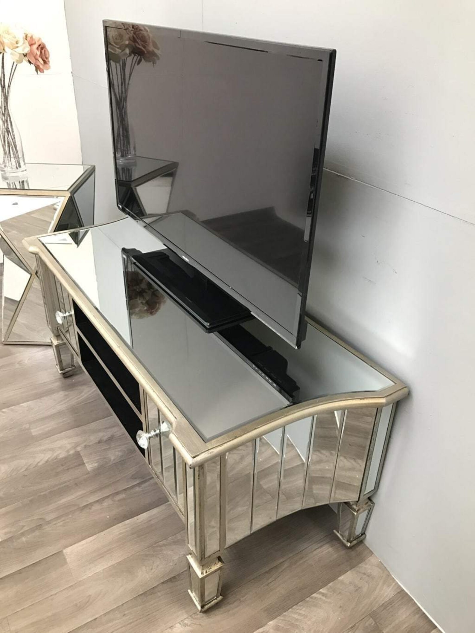 Widescreen Mirrored TV Media Unit 2 Door Stand Etsy