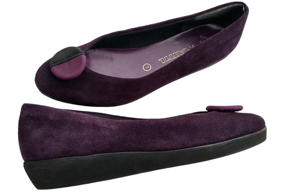 Vintage Leather Flats Women Shoes Purple Shoes Vi… - image 2