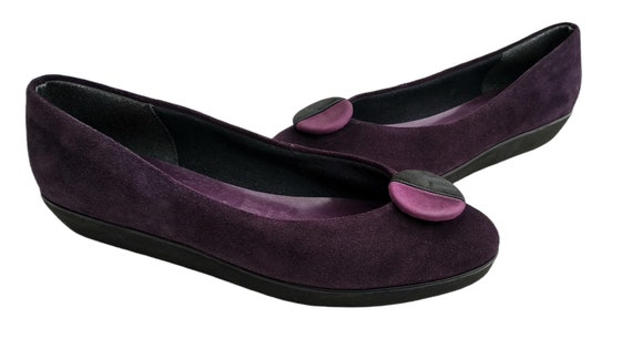 Vintage Leather Flats Women Shoes Purple Shoes Vi… - image 4