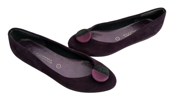 Vintage Leather Flats Women Shoes Purple Shoes Vi… - image 5
