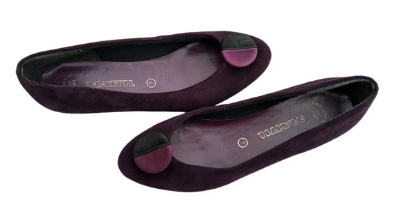 Vintage Leather Flats Women Shoes Purple Shoes Vi… - image 7