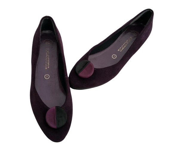 Vintage Leather Flats Women Shoes Purple Shoes Vi… - image 9