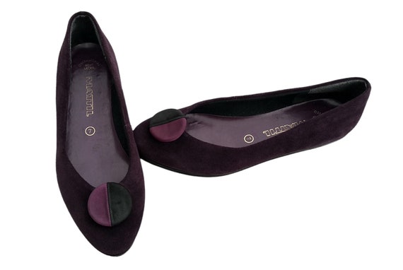 Vintage Leather Flats Women Shoes Purple Shoes Vi… - image 8