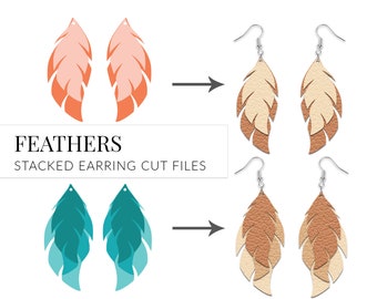 Download Free Feather Earrings Svg Cut Files Earring Template Diy Glitter Etsy SVG Cut Files