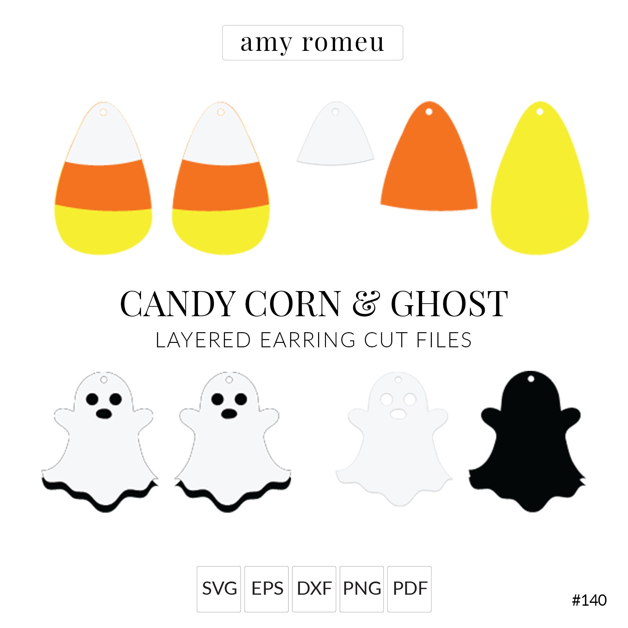 Download Candy Corn And Ghost Earring Svg Halloween Earrings Faux Etsy