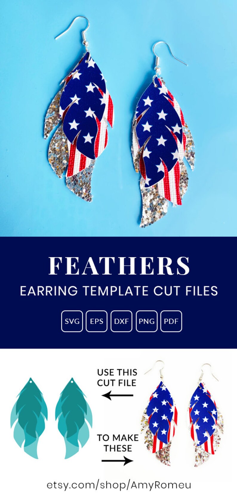 DIY Feather Earring Template Feather Earrings SVG Files | Etsy
