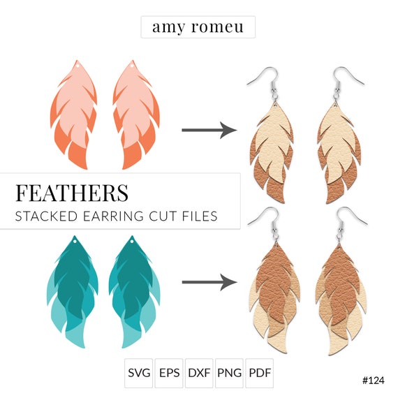 Download Feather Earrings Svg Bundle Cricut Cut Files Feather Faux Etsy