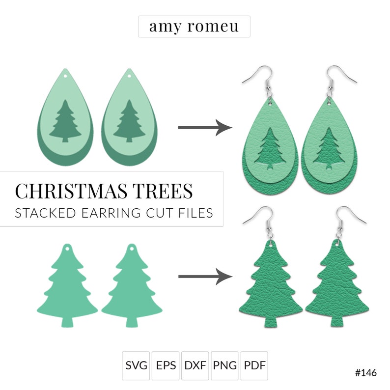 Faux Leather Earring SVG Template Christmas Tree Earring SVG Etsy