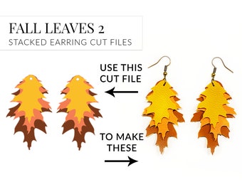 Stacked Autumn Leaf Earring SVG, Fall Leaf SVG, Leather Leaf Earring SVG, Fall Leaf Earrings, Cricut Silhouette Earring Templates (144)