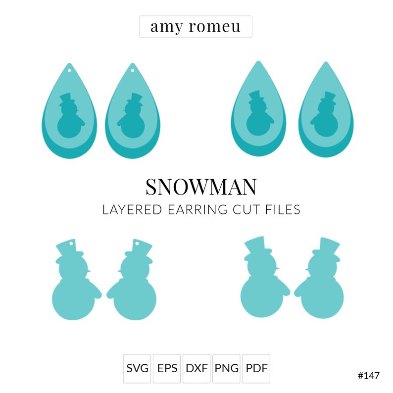 Silhouette Cut Files Snowman Earring SVG Christmas Earrings Faux Leather Earring SVG Template 147 Cricut Leather Earrings