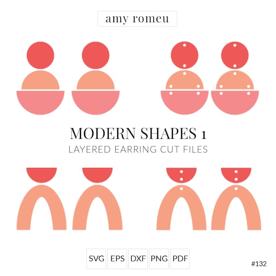 Download Modern Shapes 1 Earring Svg Files Half Circle Earring Svg Etsy