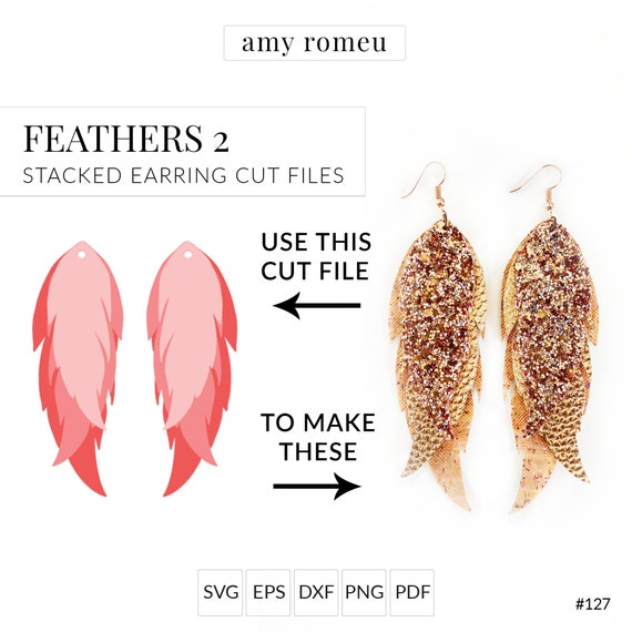 Download Feather Earrings 2 Svg Files Feather Faux Leather Earring Etsy