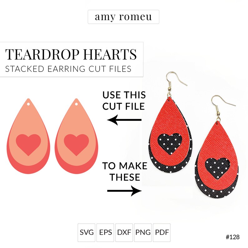 Download Heart Earrings SVG Valentine's Day Heart Earring template ...