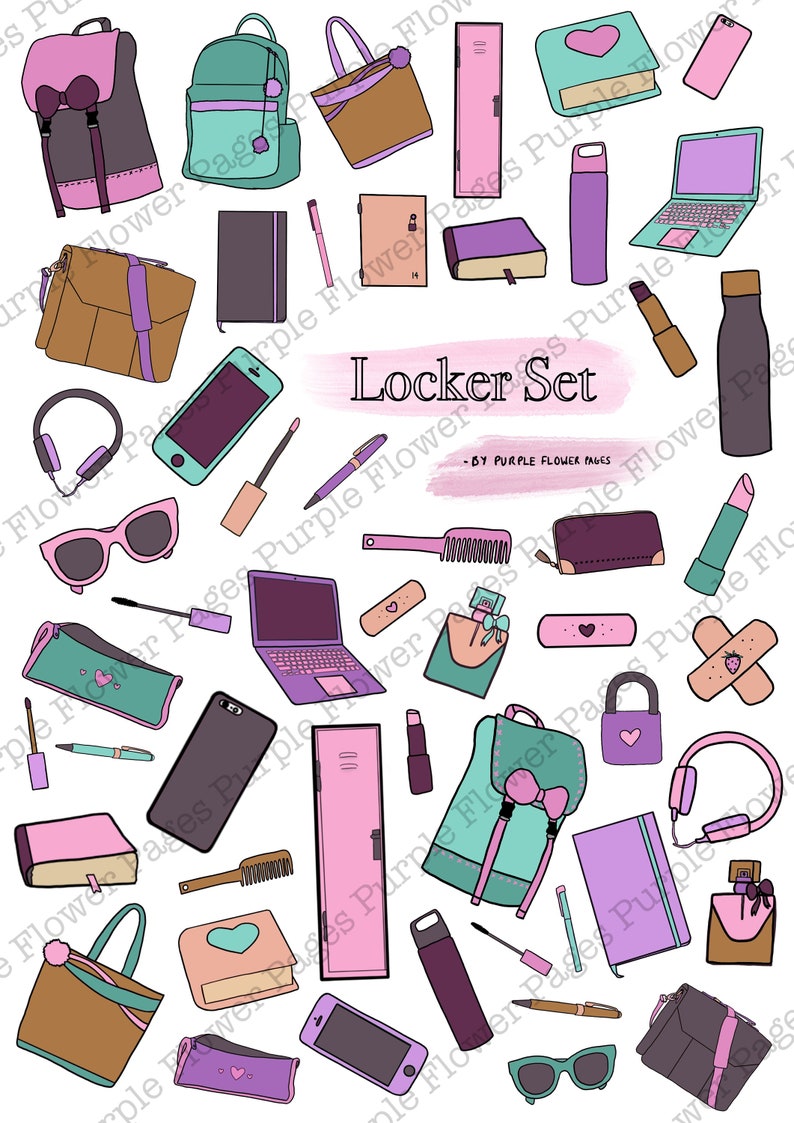 Locker Pack Sticker Sheet Clip Art Embellishments Etsy