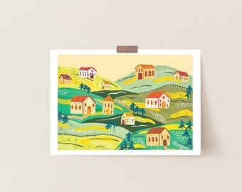 A5 Landscape Art Print/ Gouache Print