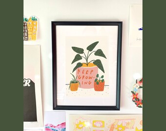 Blijf groeiende plantkunstprint/kamerplantkunstprint/plantillustratie