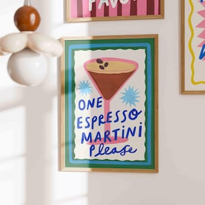 Espresso Martini Cocktail Art Print | Cocktail Recipe | Spritz Kitchen Wall Decor Home Bar | One Espresso Martini Please