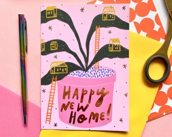 Happy new home card, moving house card, greeting card, new home card, housewarming card