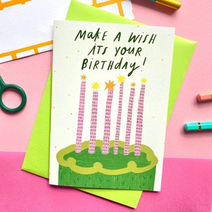 Make a wish greeting card /Birthday cake card/ Cake greeting card