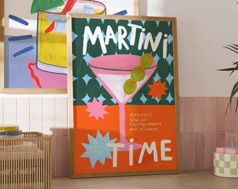 Martini Cocktail Art Print: Colourful Kitchen & Home Bar Decor